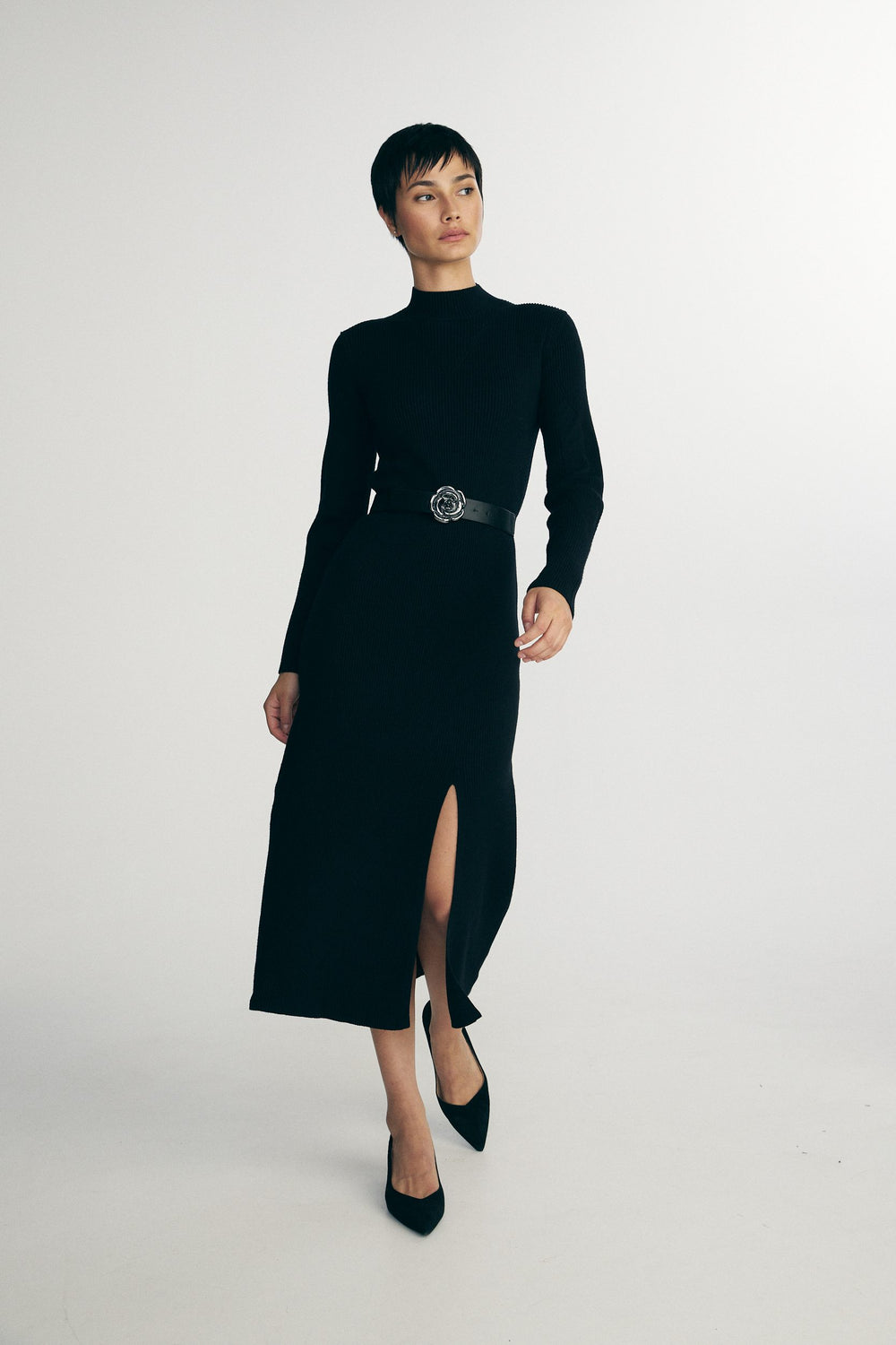 Robe maxi en maille avec fente