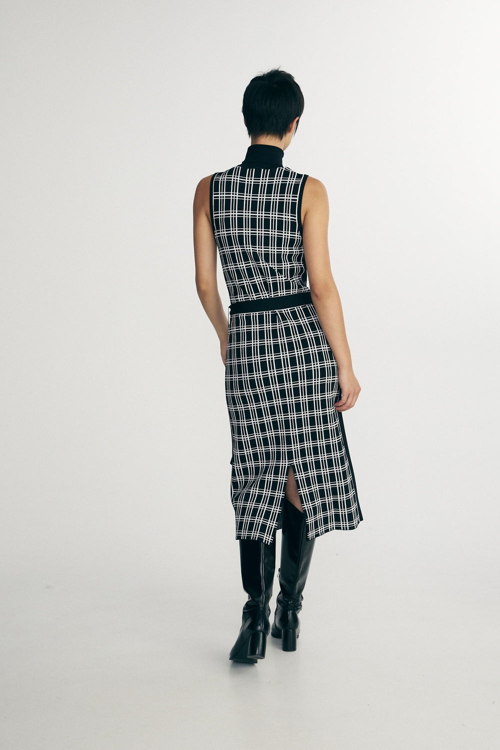 Robe en maille à carreaux