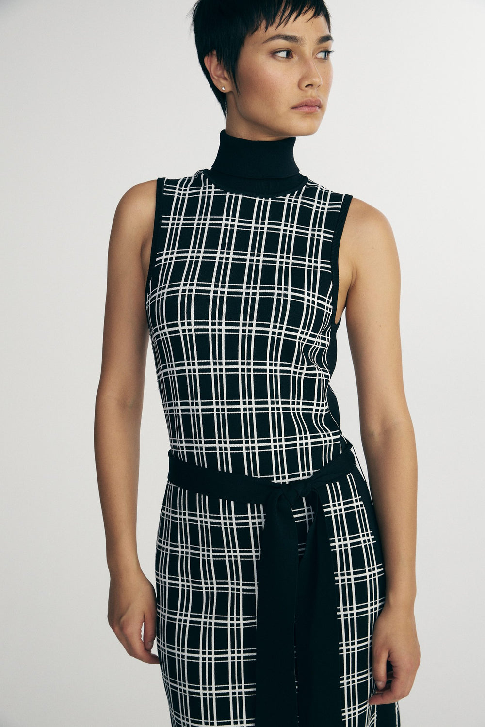 Robe en maille à carreaux