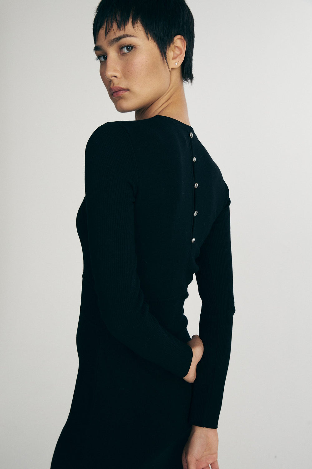 Back detail ribbed dress