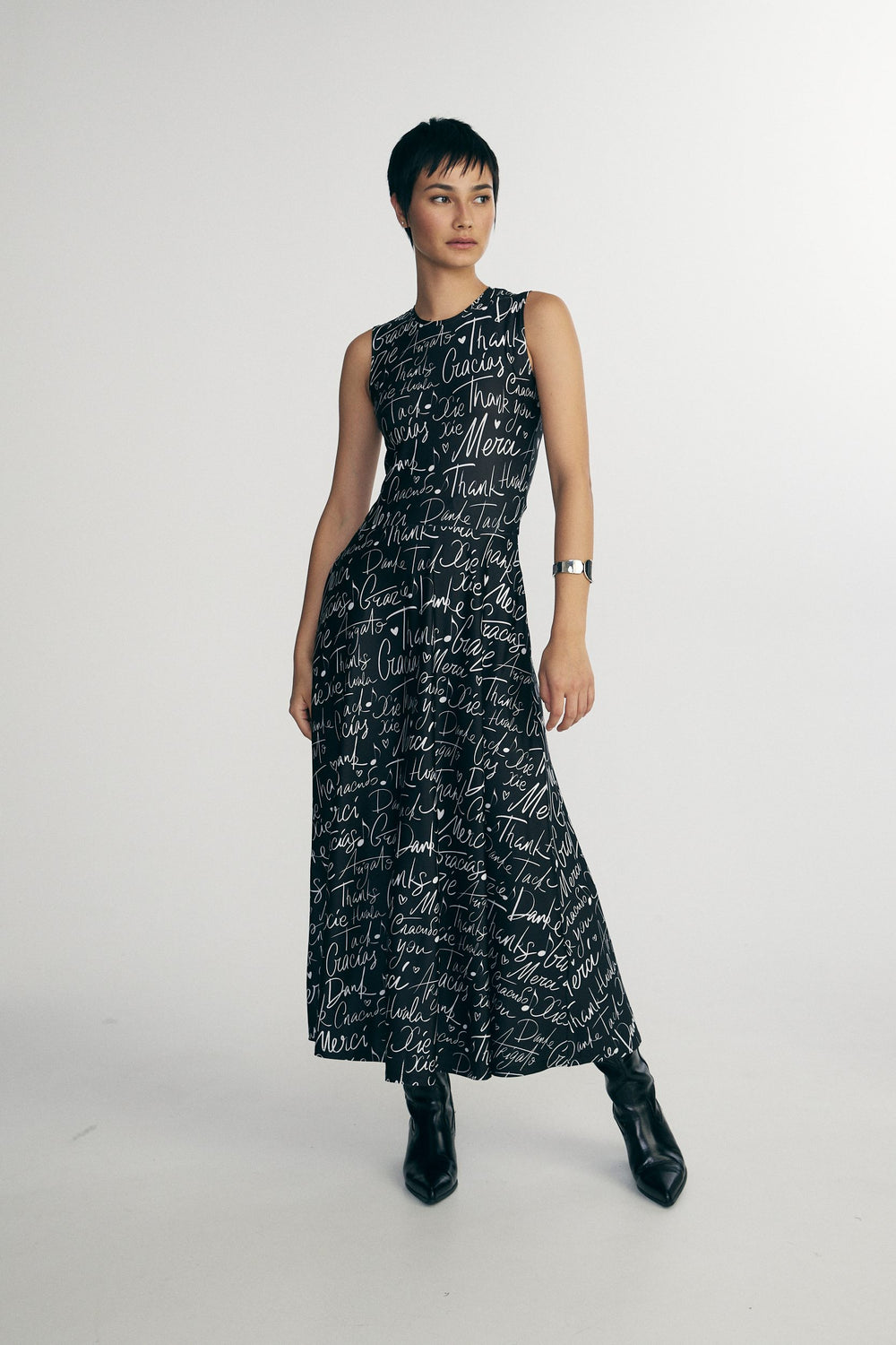 Robe longue imprimée sans manches