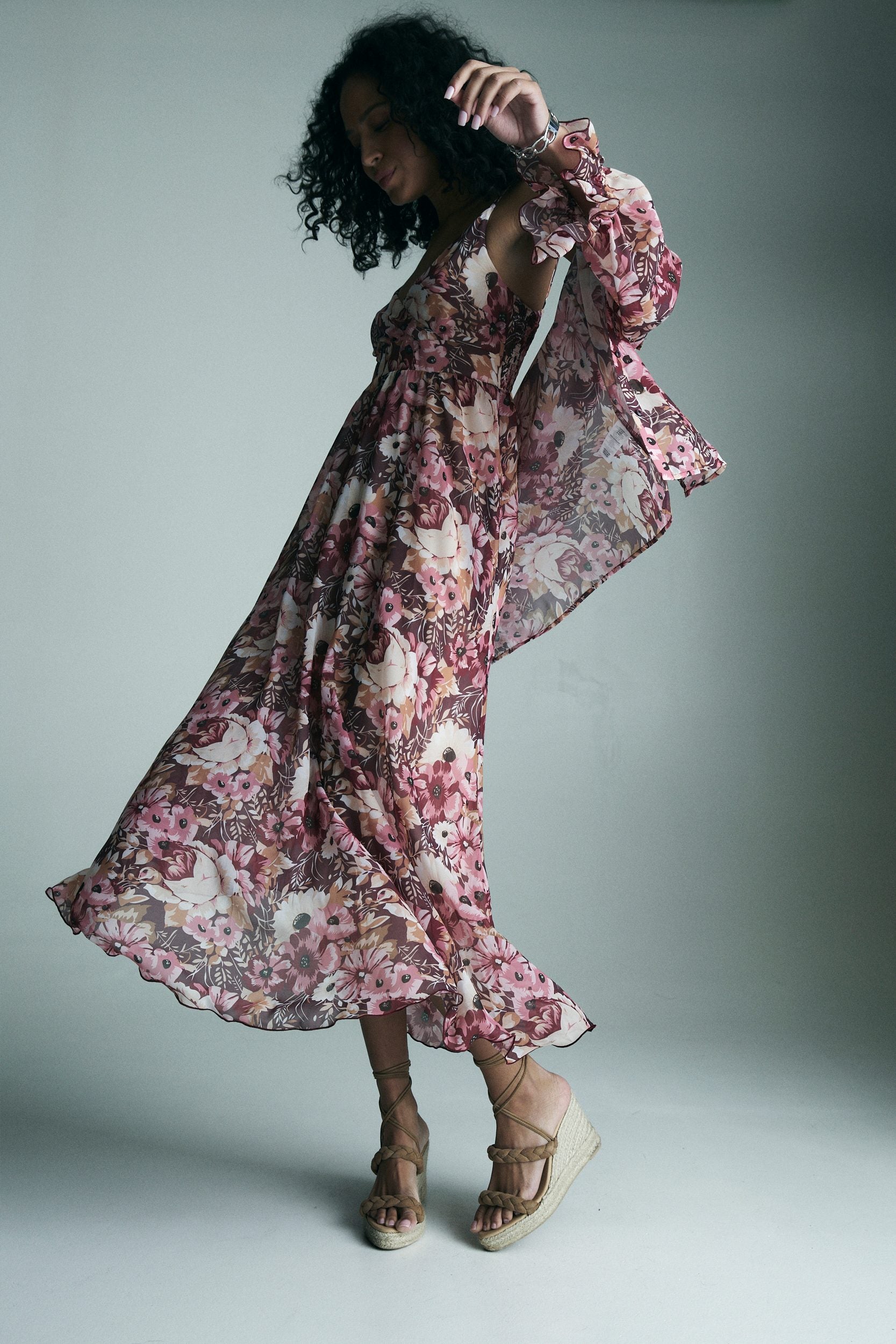 maxi dress with floral print LASCANA Women's Floral Maxi Dress, Size: 10, Pink