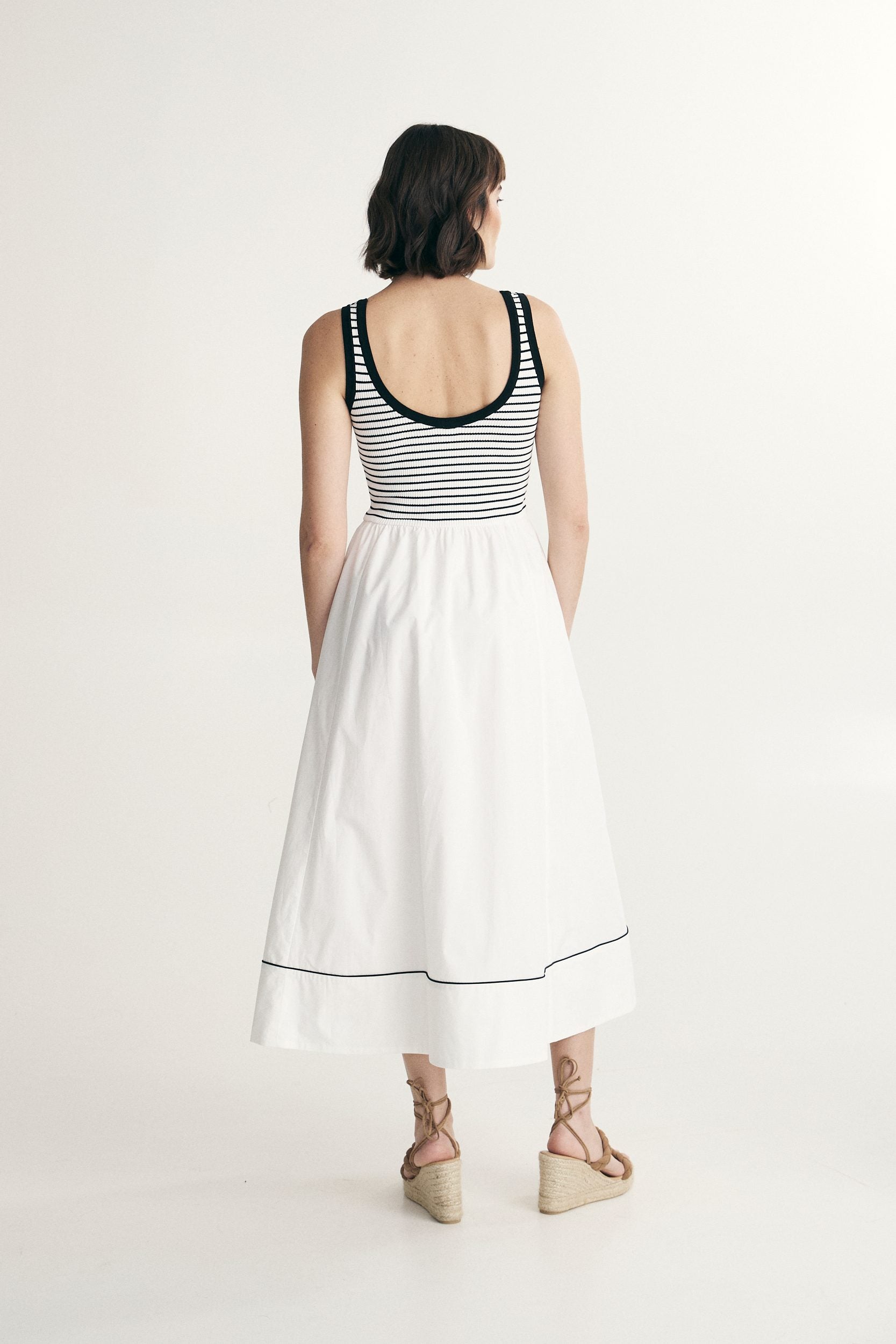 Robe bi-matière à rayures
