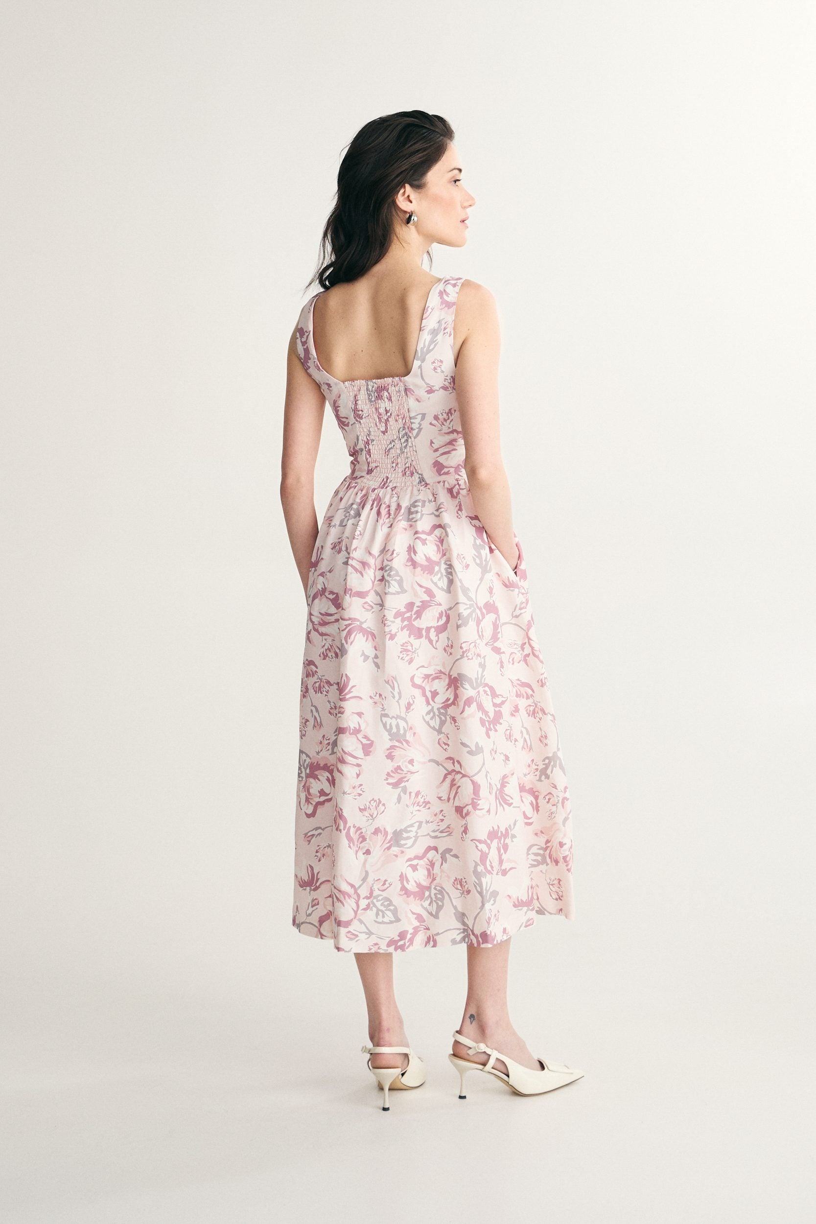 Robe longue imprimée à plis