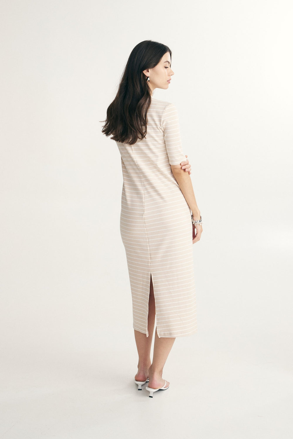Straight striped rib dress