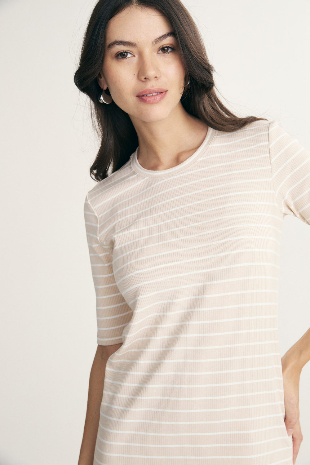 Straight striped rib dress