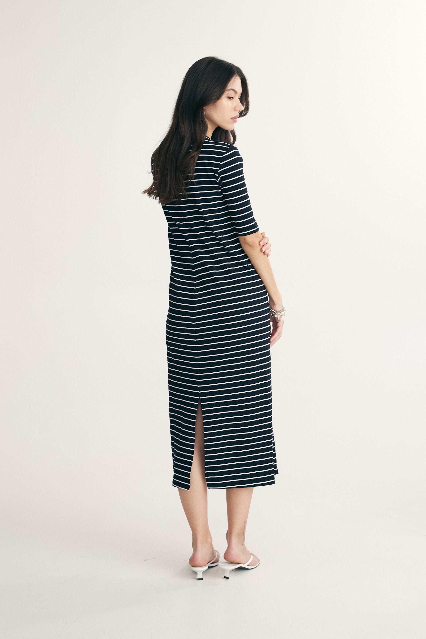 Straight striped rib dress