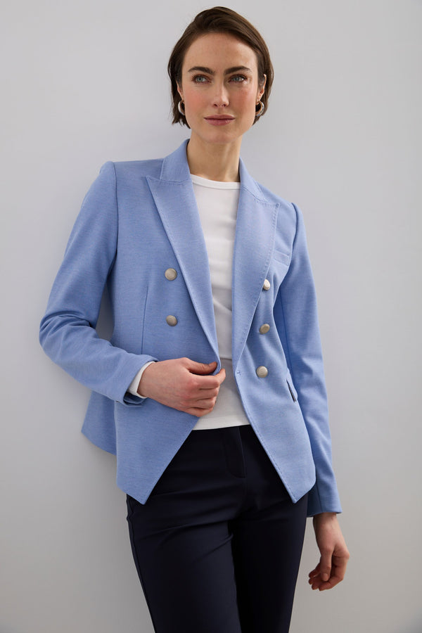 Double Breasted Stretch Textured Jacket
