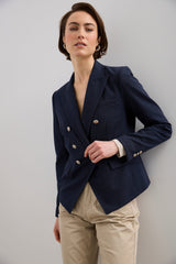 Double Breasted Stretch Textured Jacket