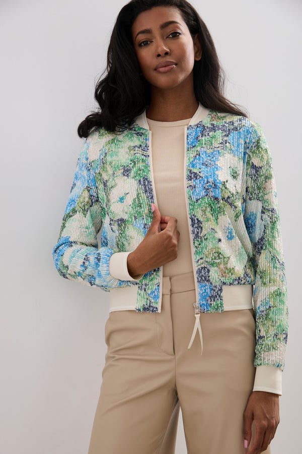 Sequin jacket with floral prints