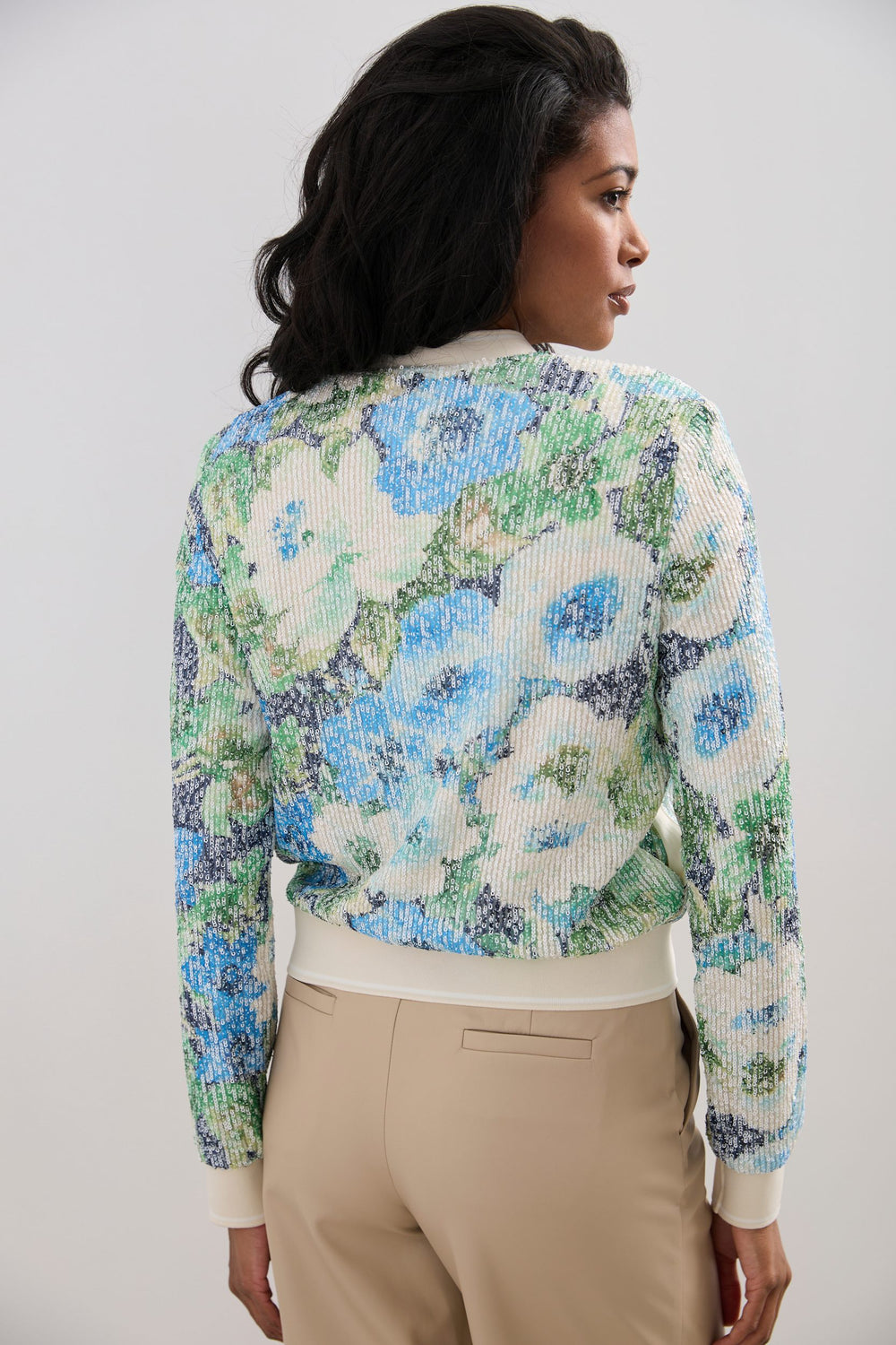 Sequin jacket with floral prints