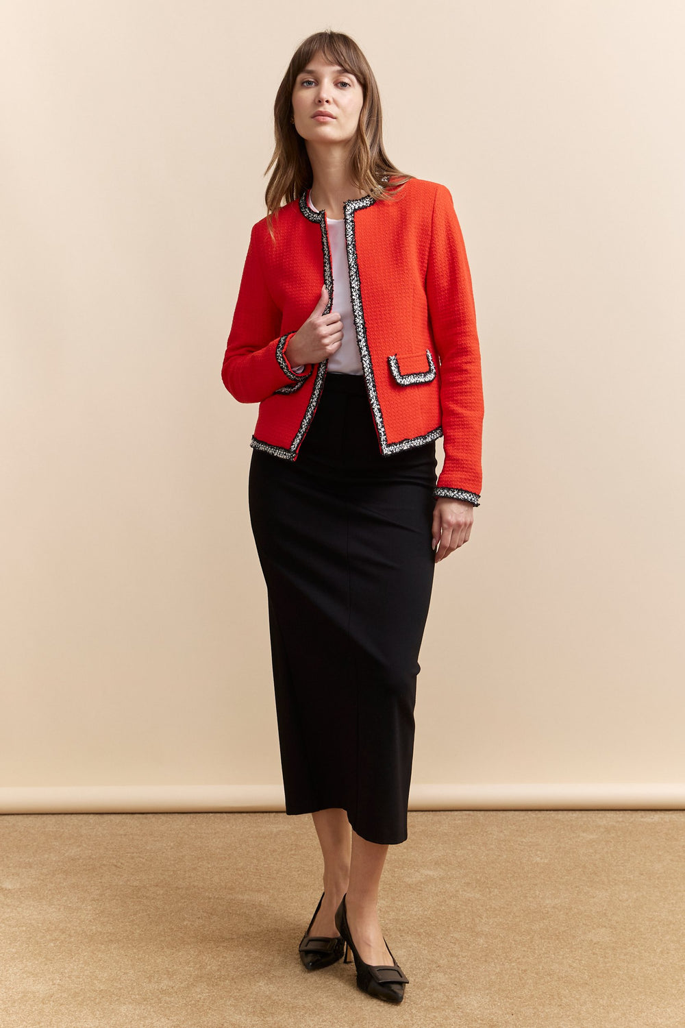 Textured blazer with ribbons