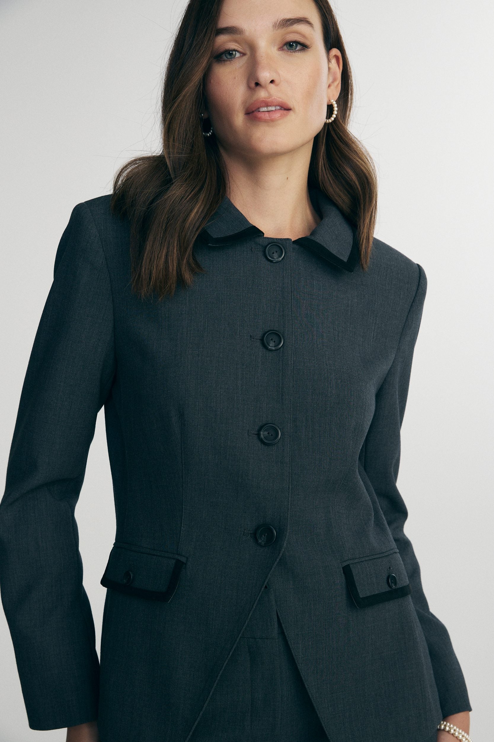 Fitted blazer with suede detail