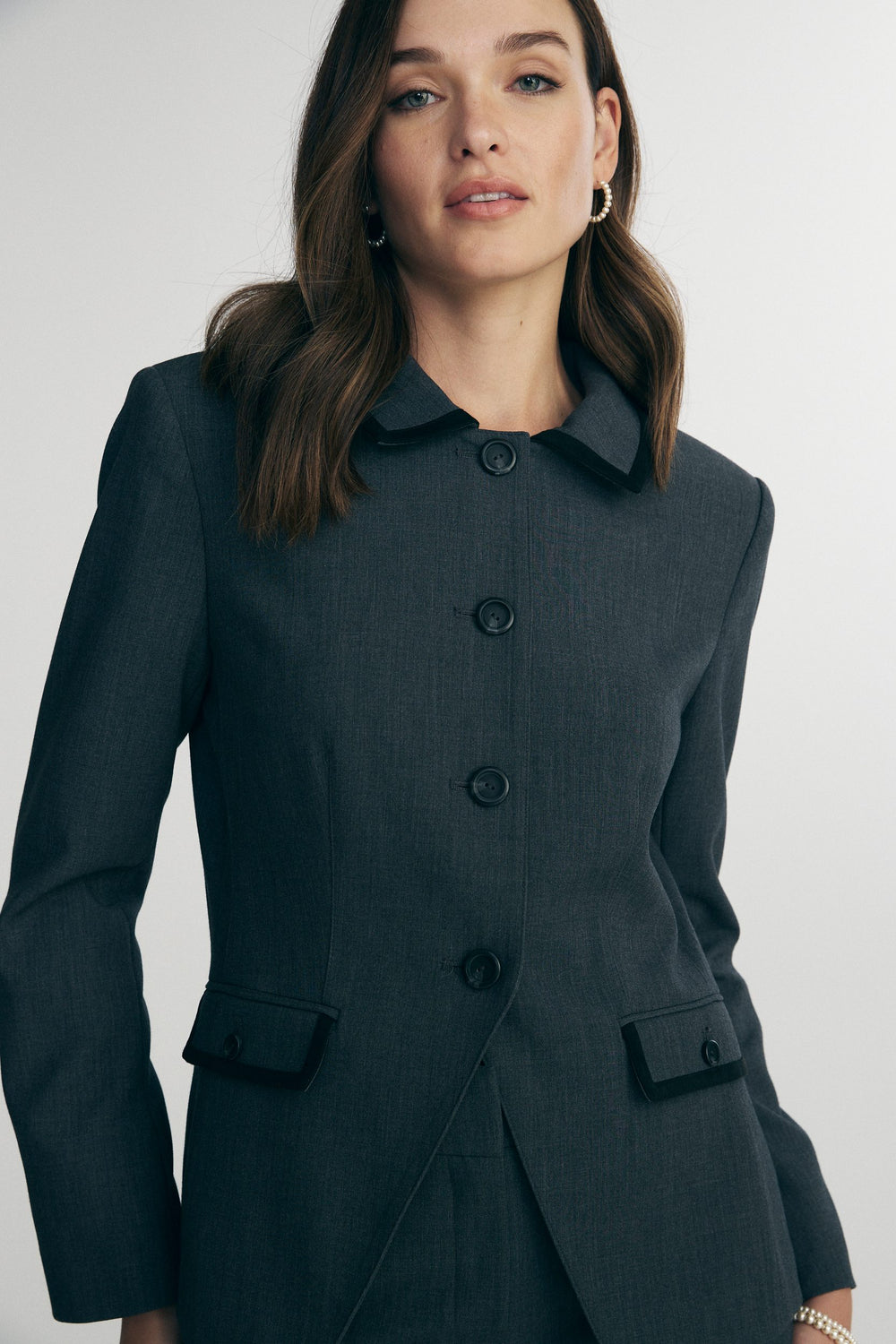 Fitted blazer with suede detail