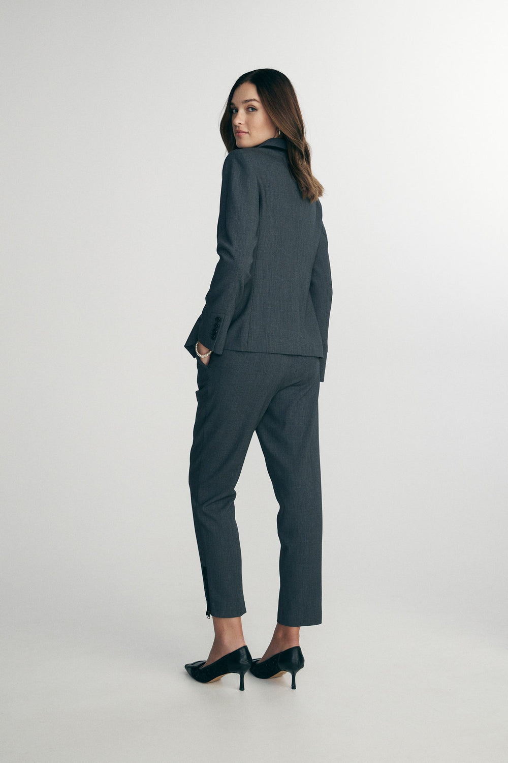 Fitted blazer with suede detail