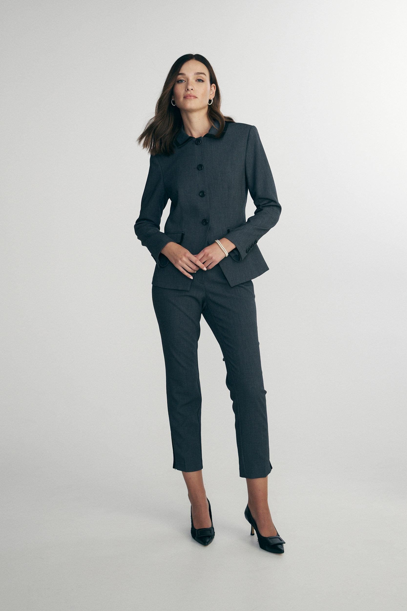 Fitted blazer with suede detail
