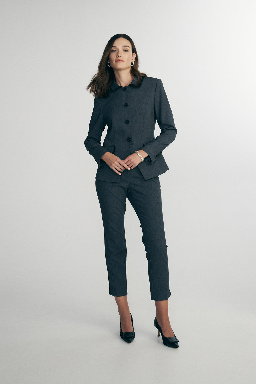 Fitted blazer with suede detail