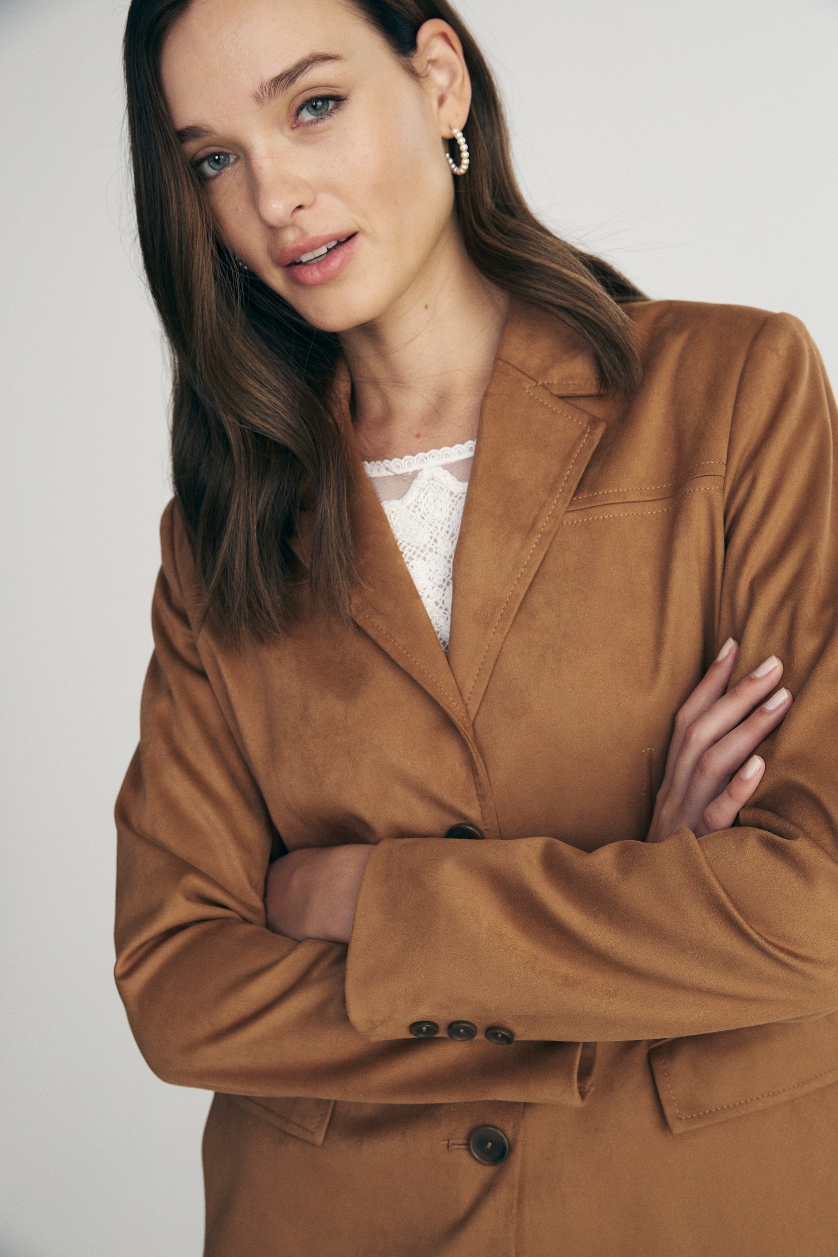 Veston ample en faux suède