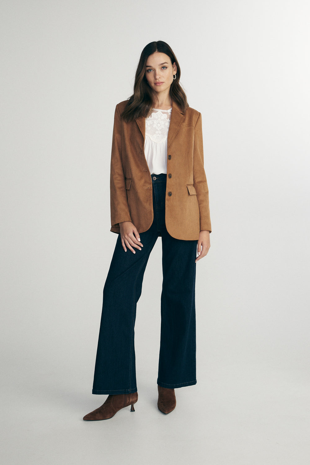 Veston ample en faux suède