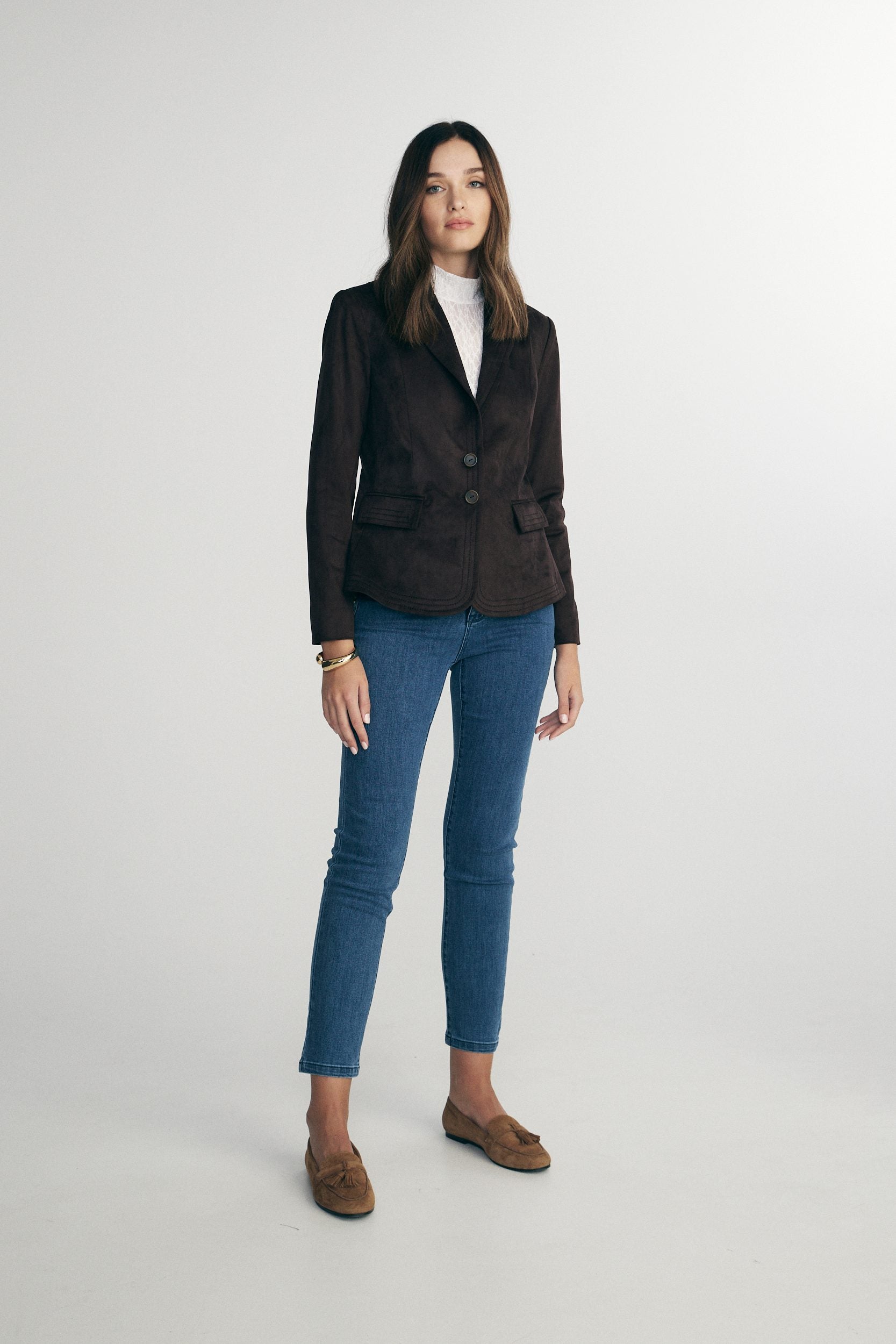 Vegan suede fitted jacket
