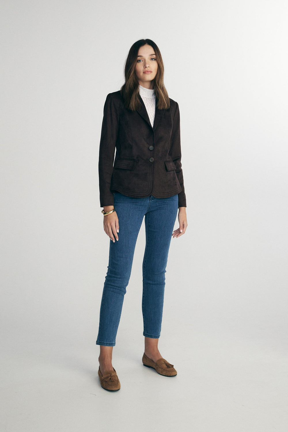 Vegan suede fitted jacket