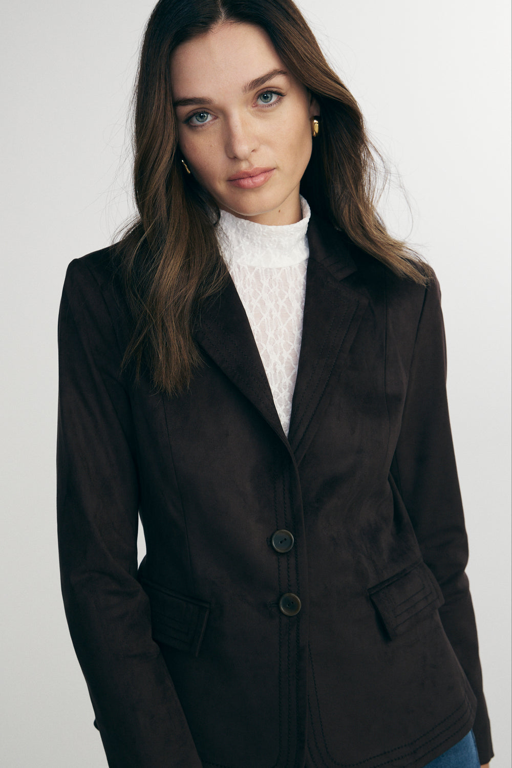 Vegan suede fitted jacket
