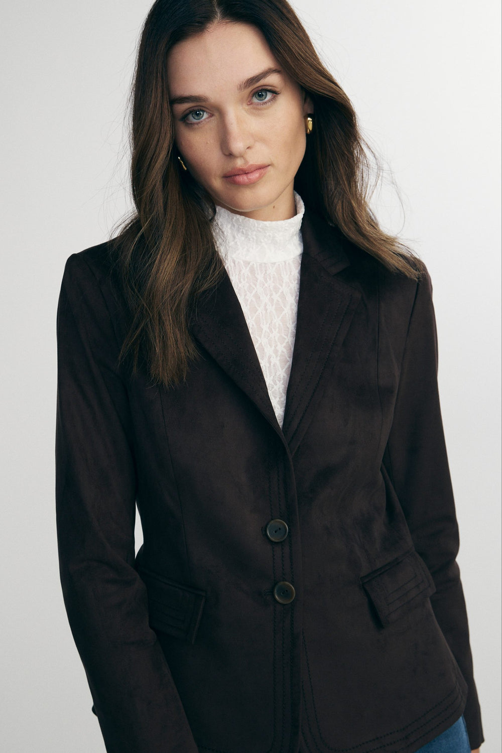 Vegan suede fitted jacket