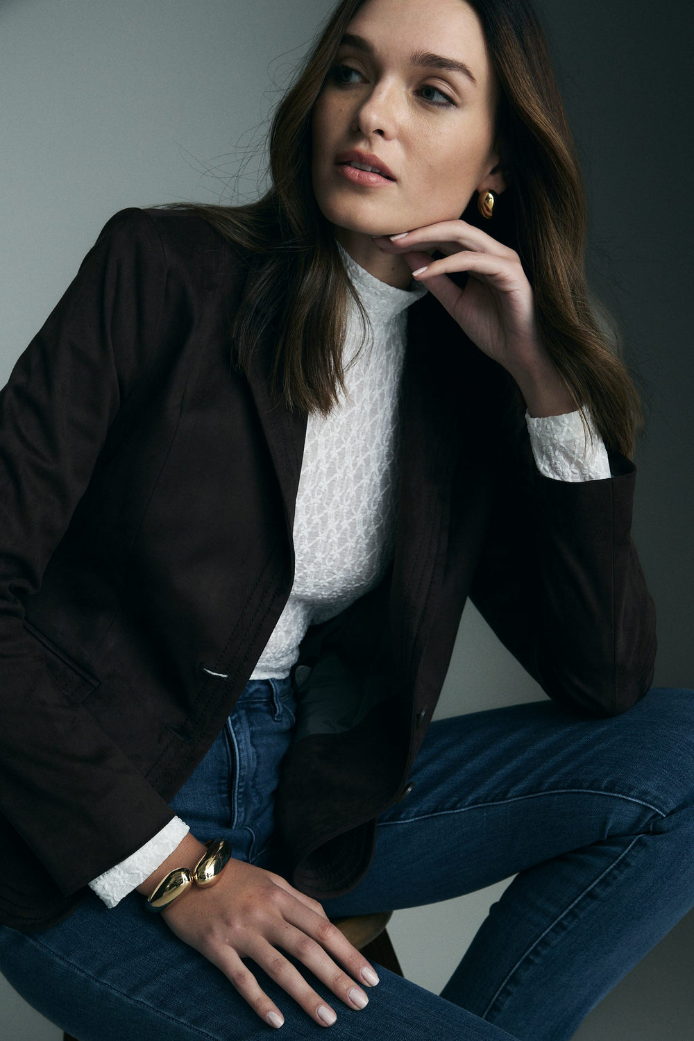 Vegan suede fitted jacket