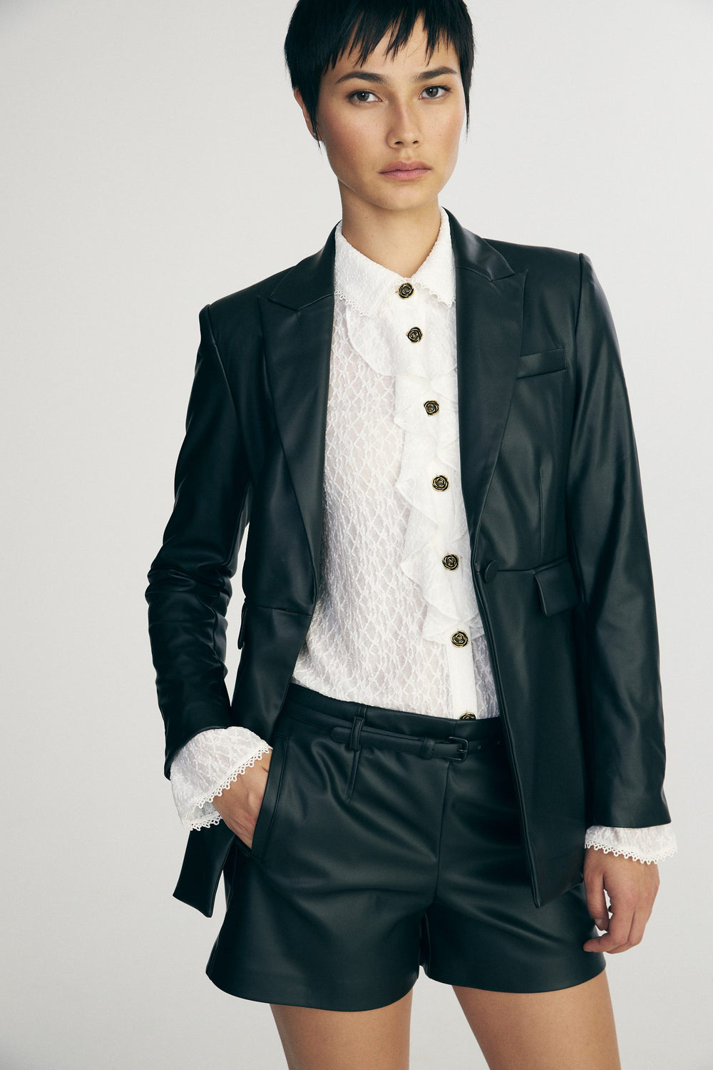 Veston faux cuir ajusté