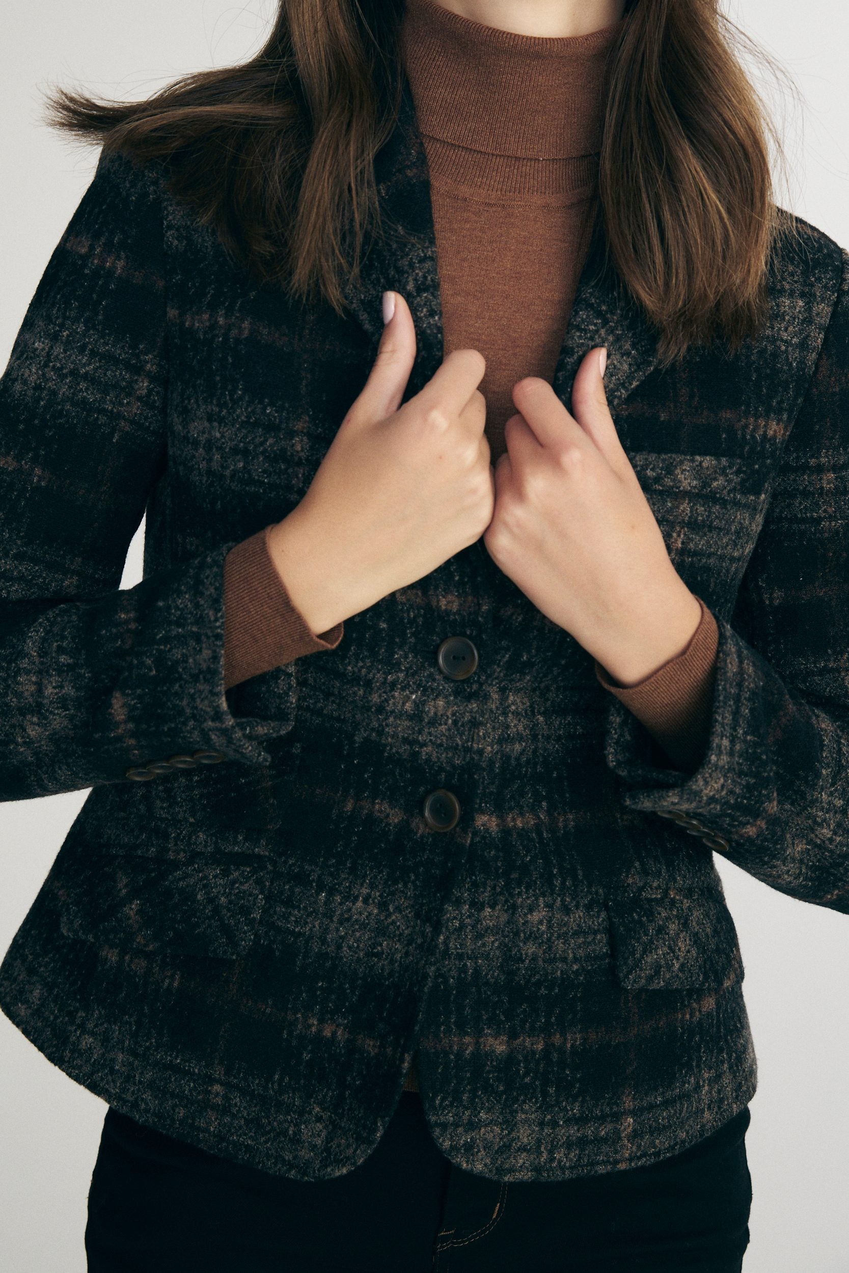 Veston court à carreaux