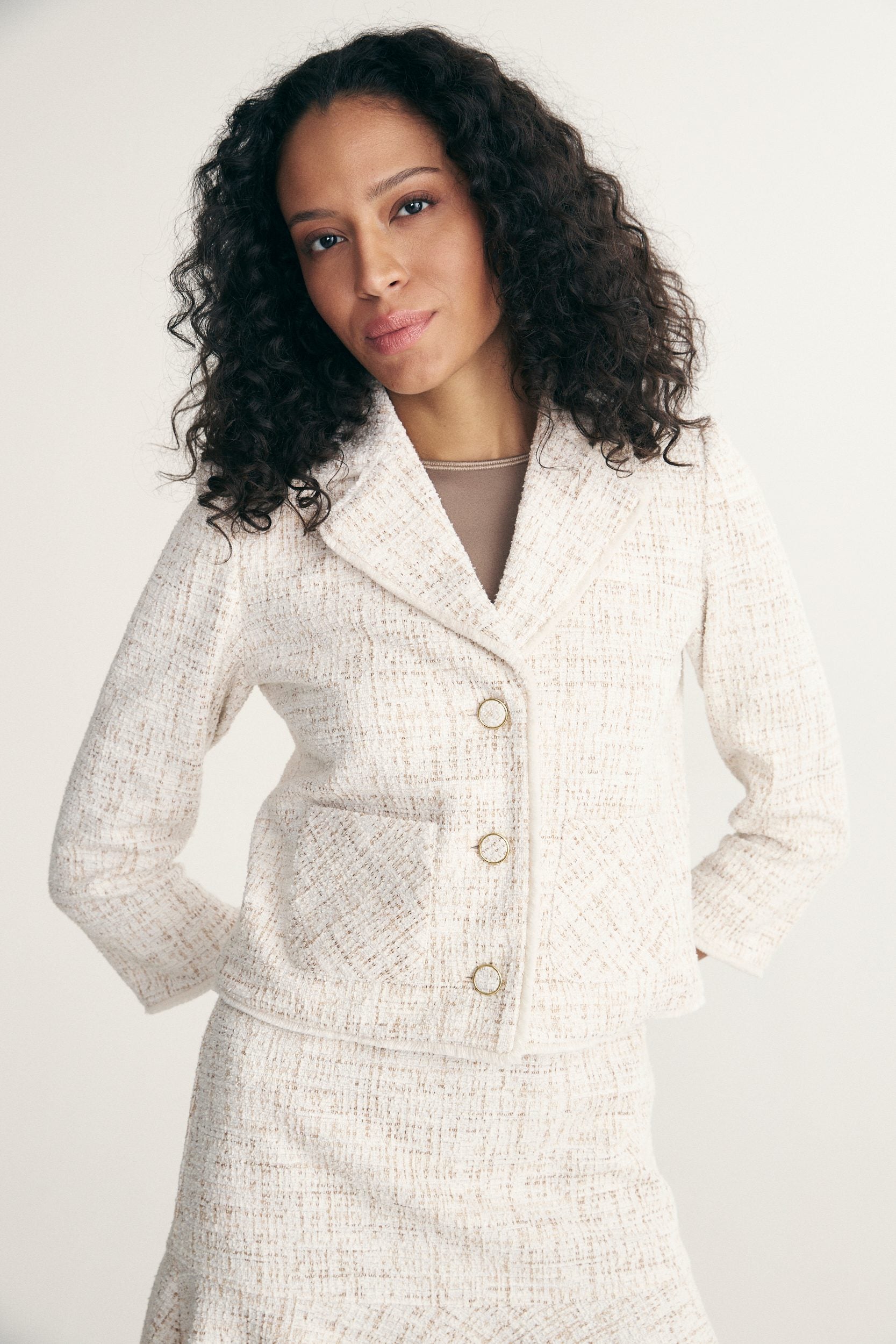 Veston court extensible à franges