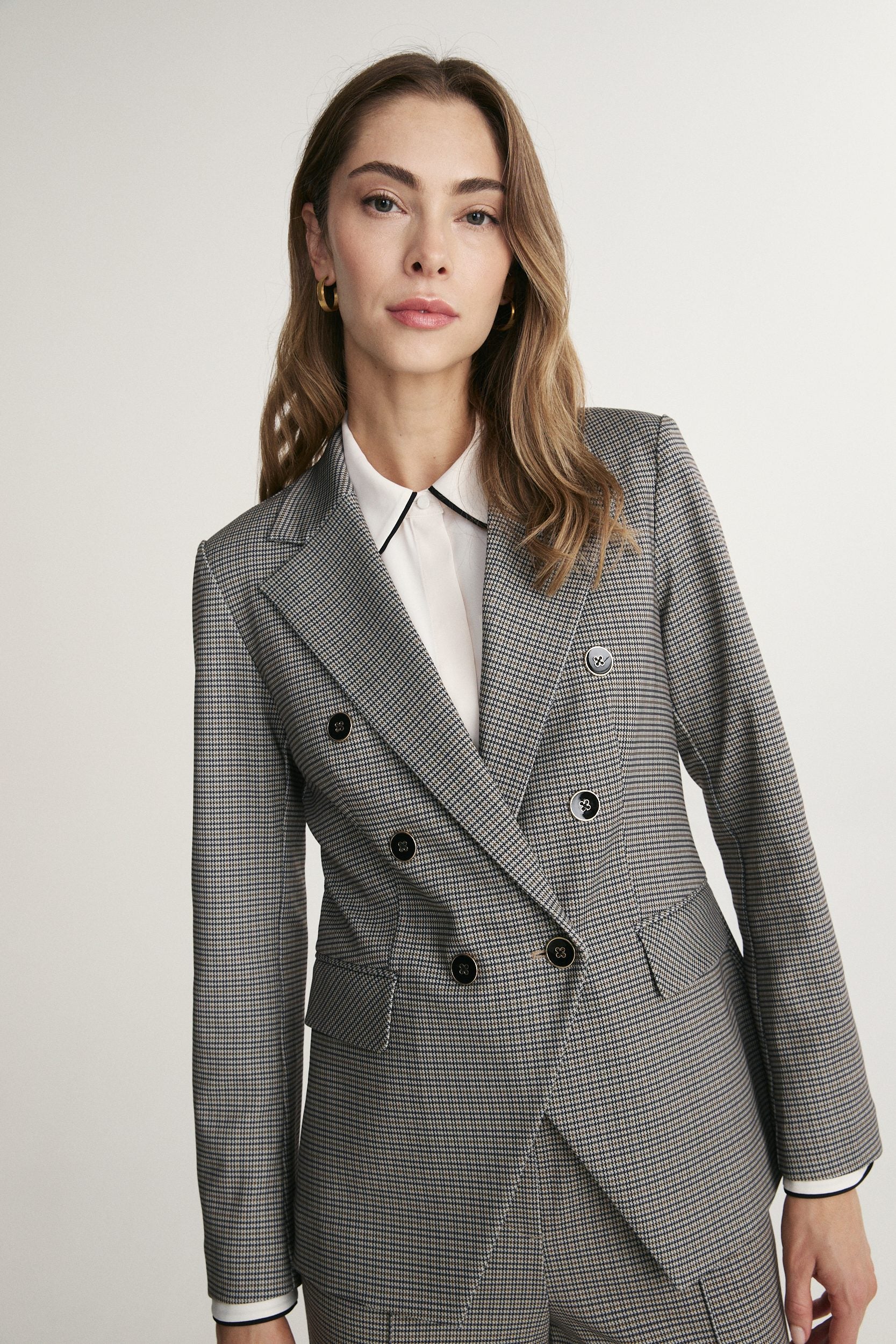 Fitted Long Jacquard Blazer