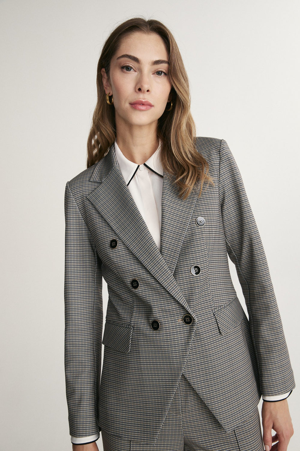 Fitted Long Jacquard Blazer