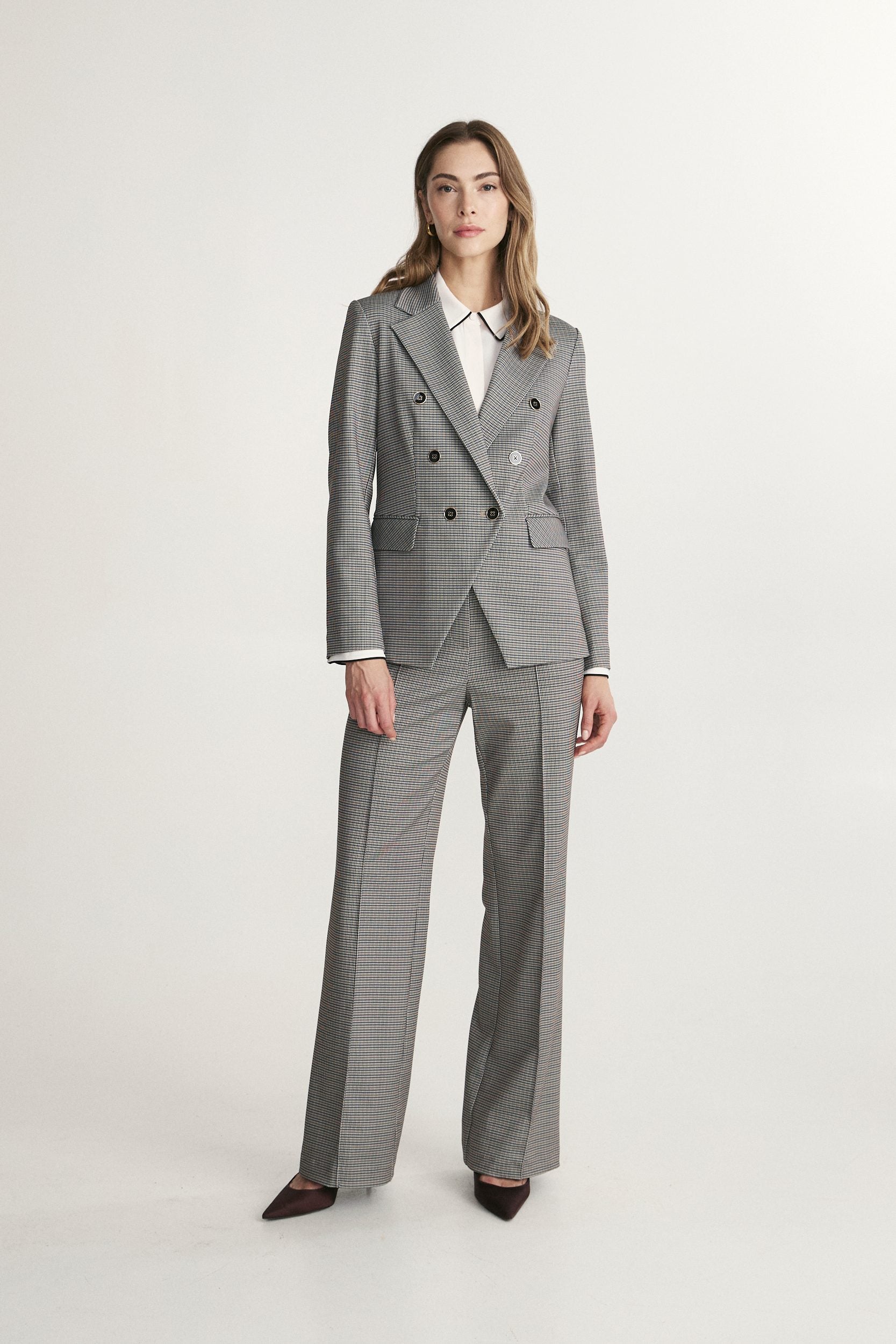 Fitted Long Jacquard Blazer