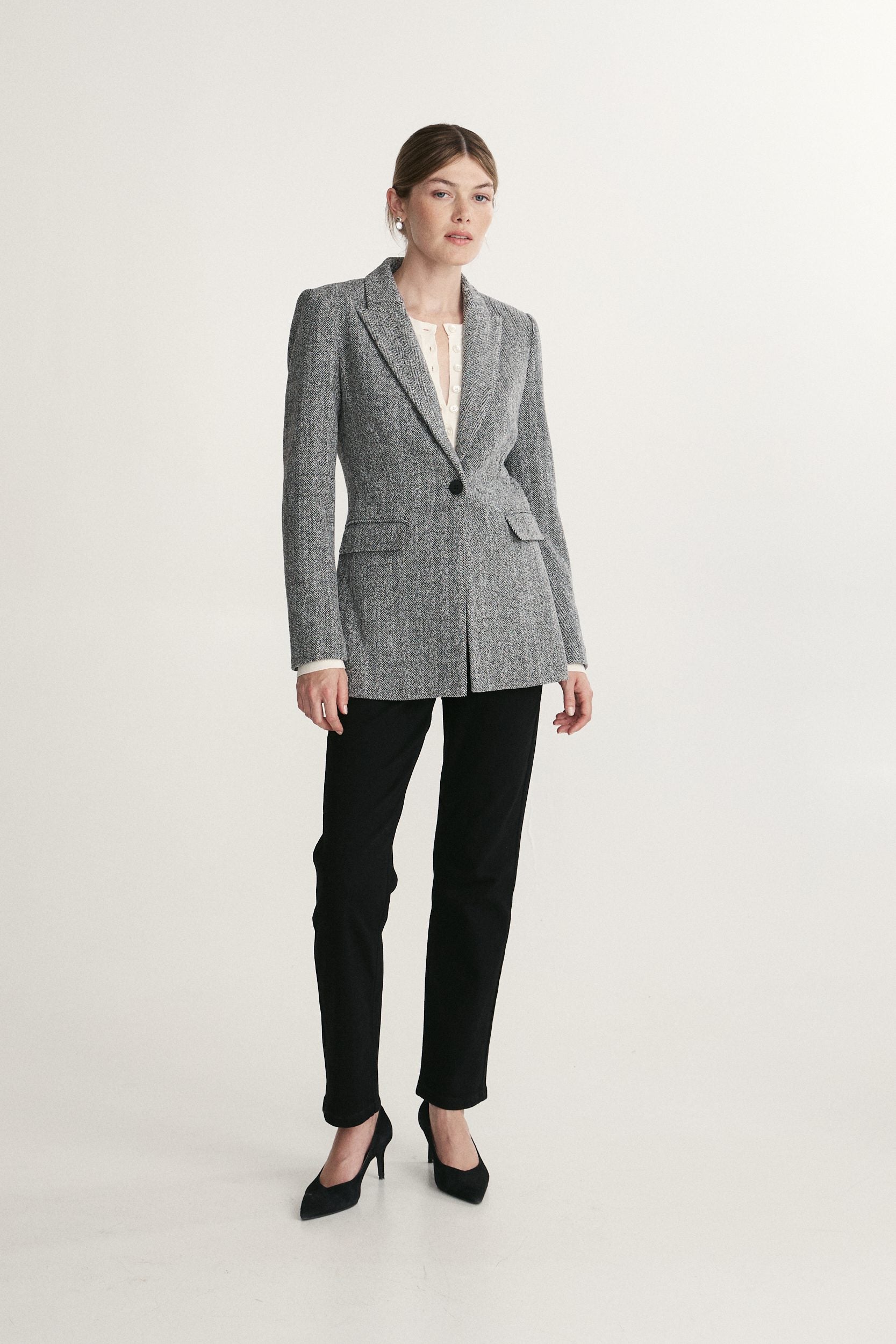 Herringbone fitted blazer
