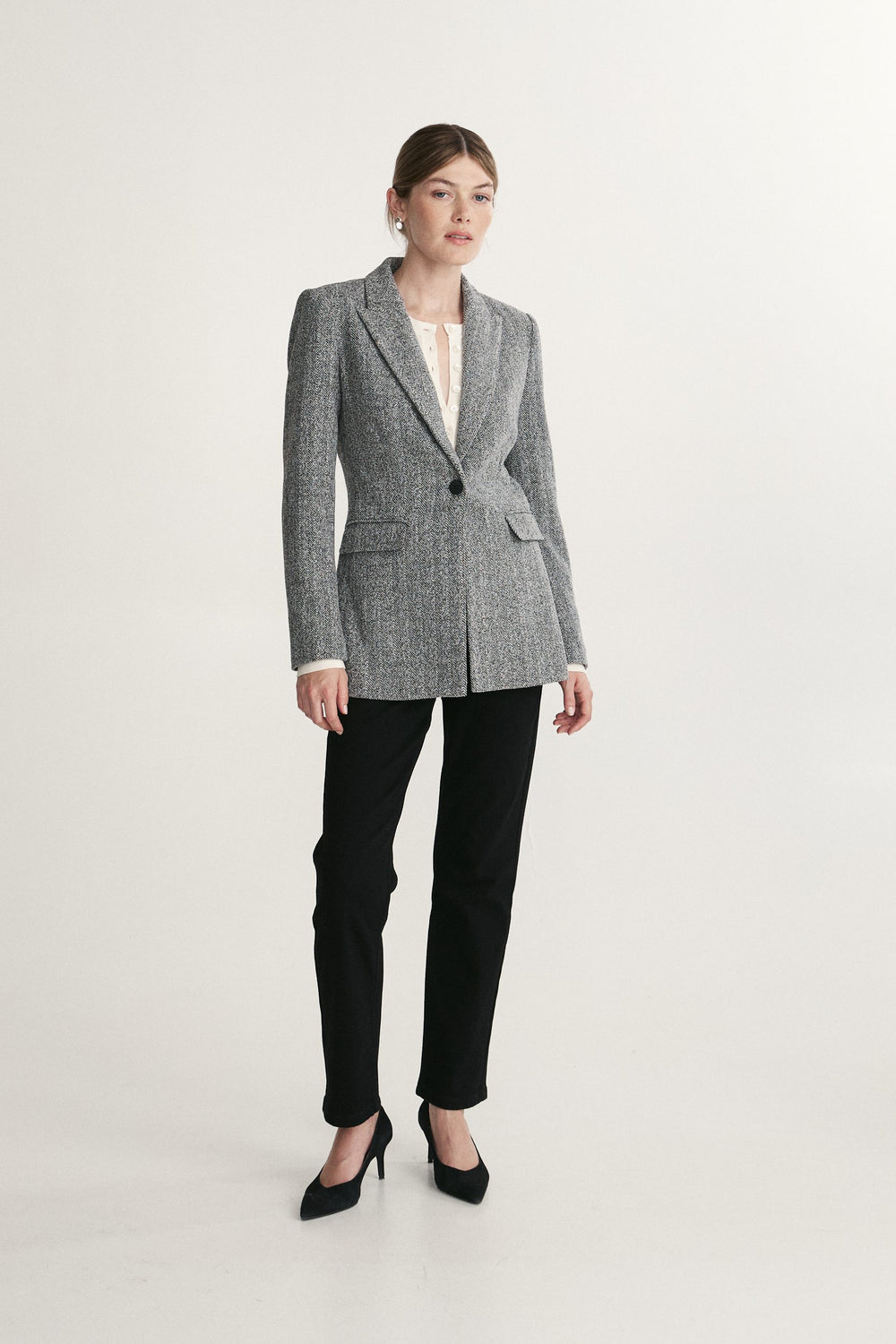 Herringbone fitted blazer