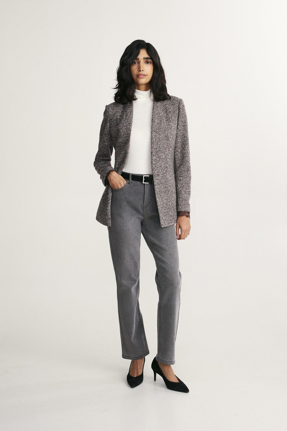 Stretch Fitted blazer with removable cuffs
