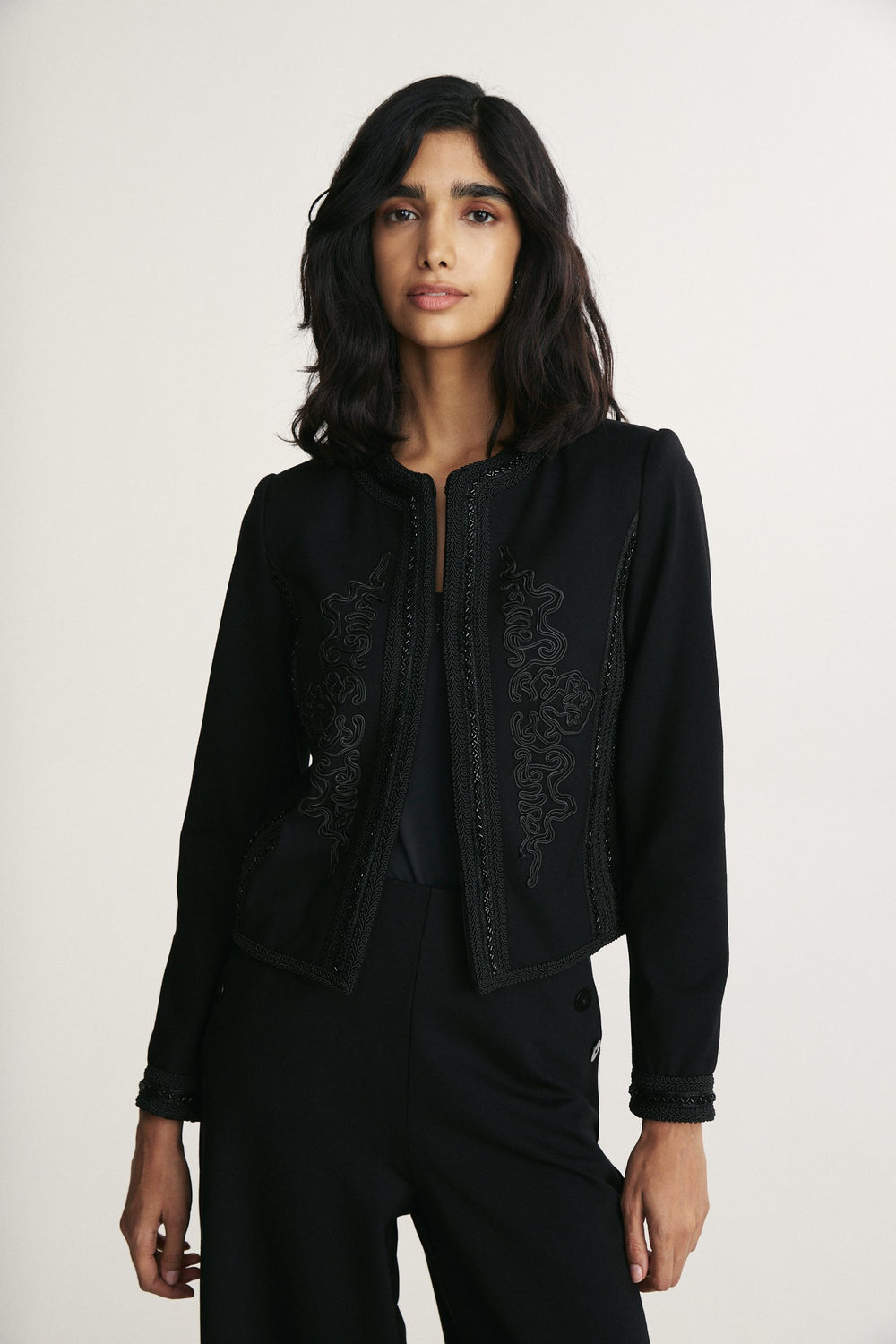 Ponte jacket with embroidery