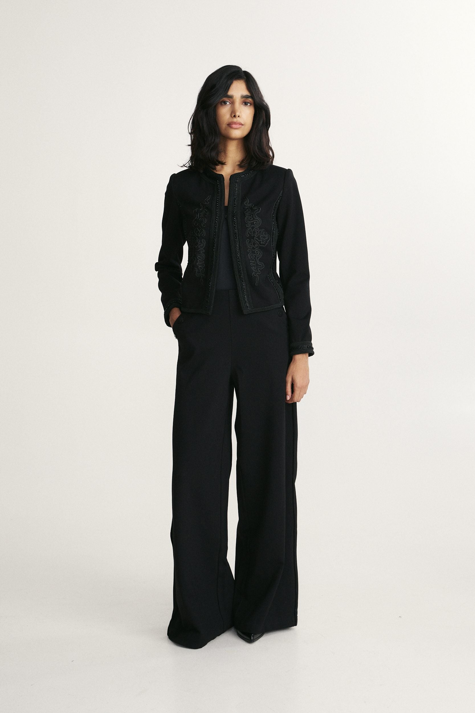 Ponte jacket with embroidery
