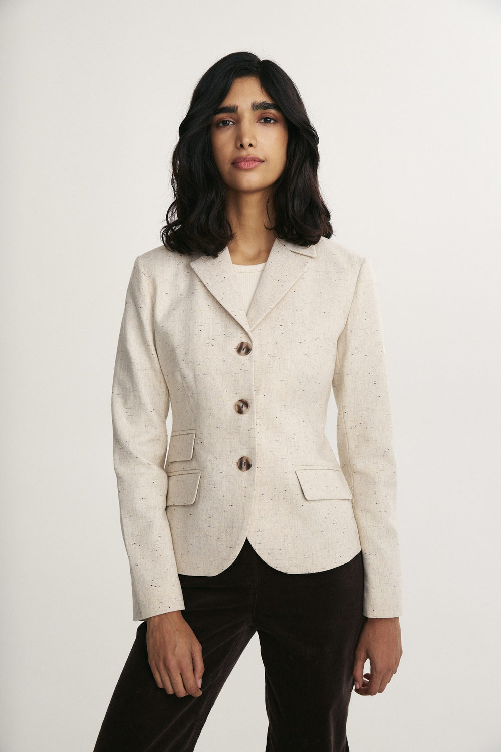 Tweed jacket with felt under collar