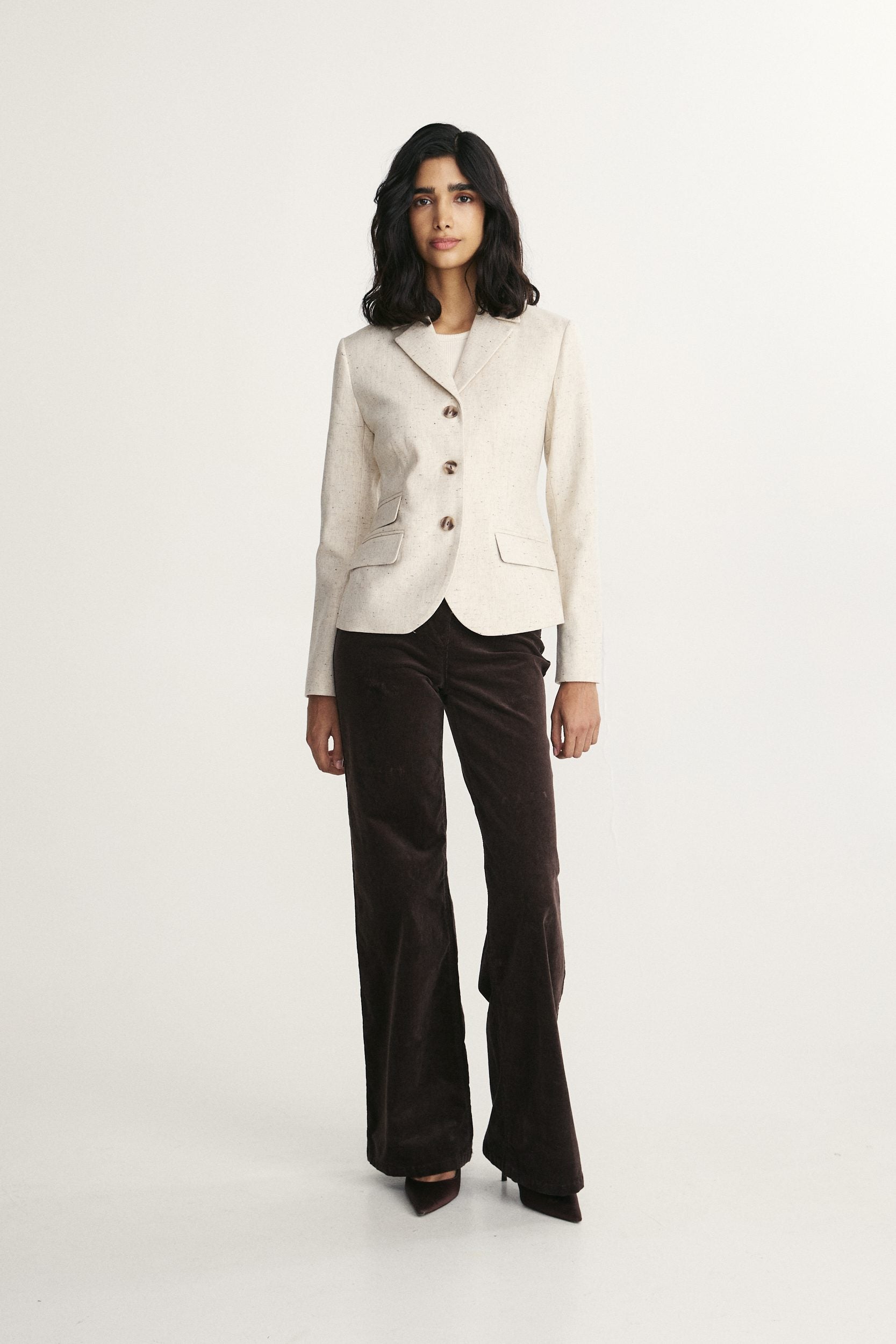 Tweed jacket with felt under collar
