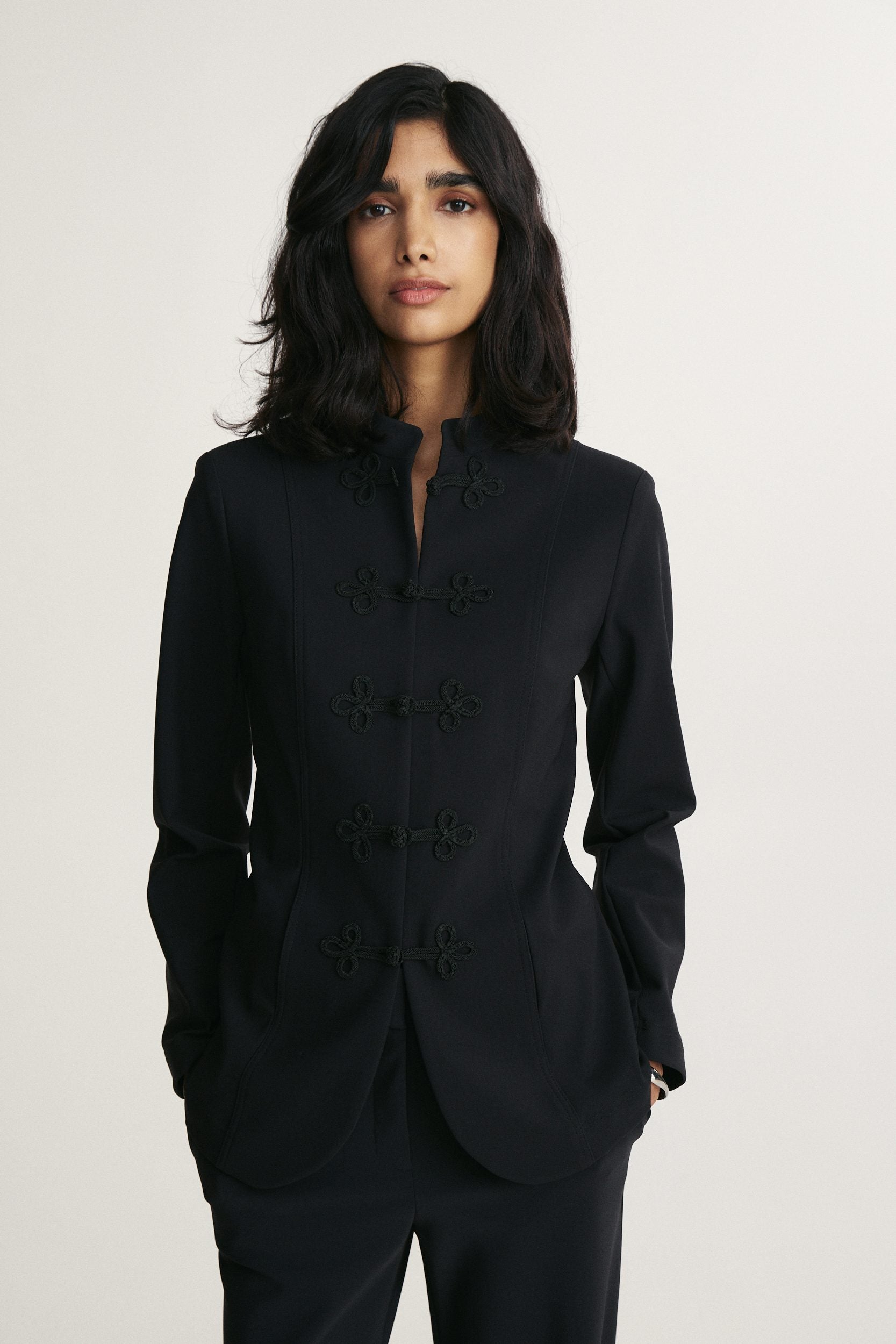 Jacket with front button detail