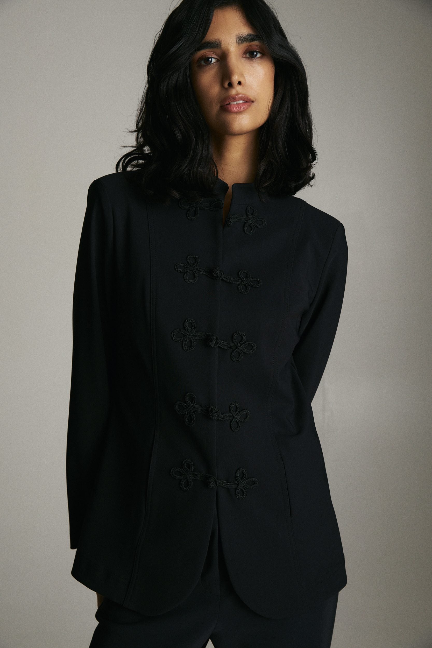 Jacket with front button detail