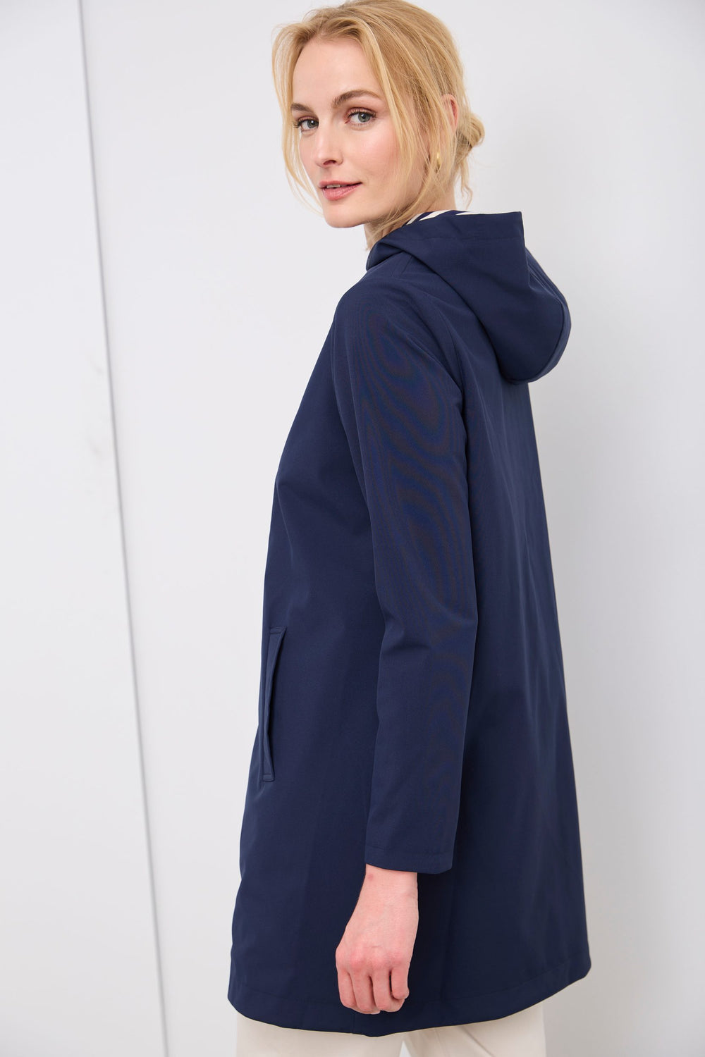 Manteau long réversible avec capuchon