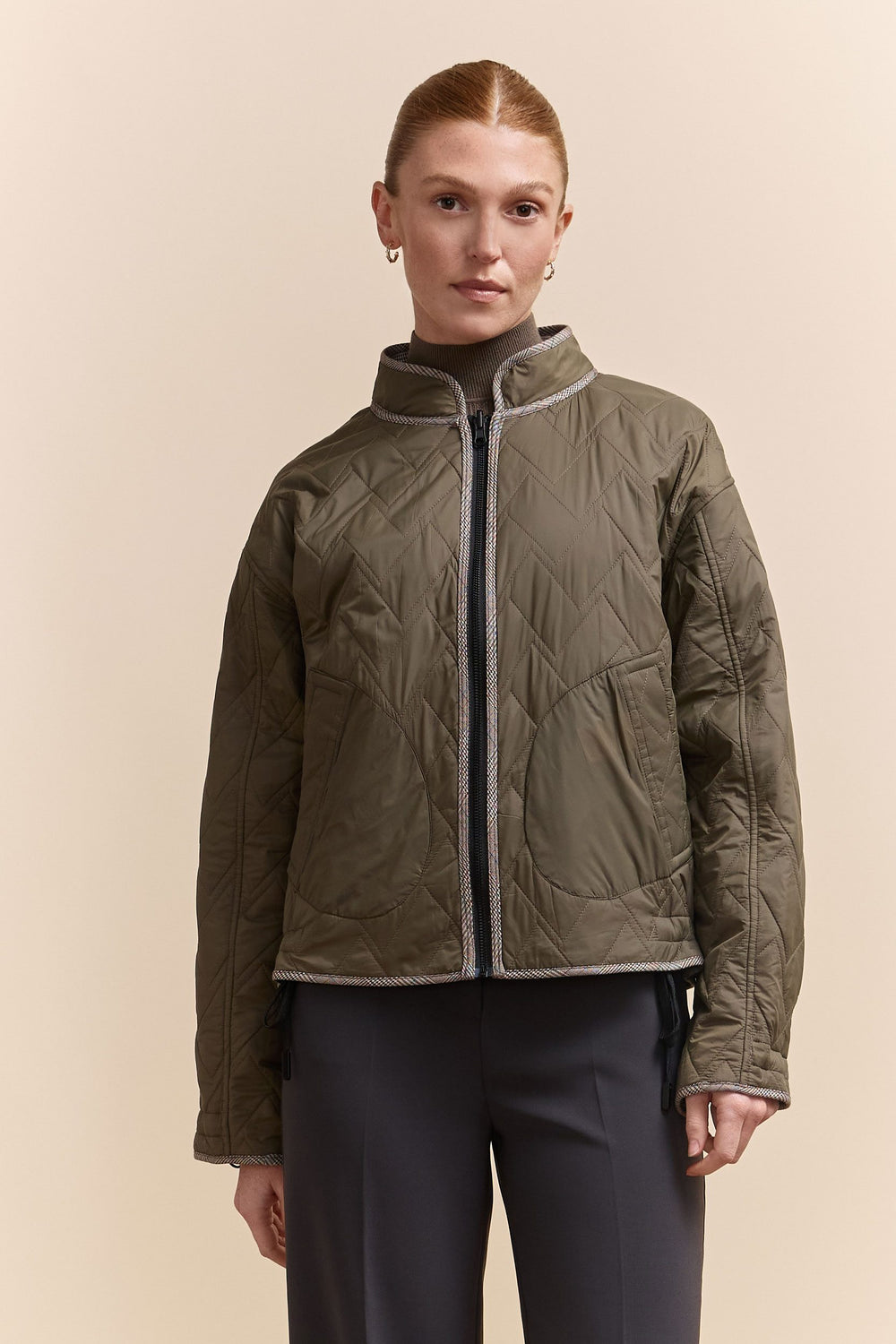 Reversible coat with removable hood