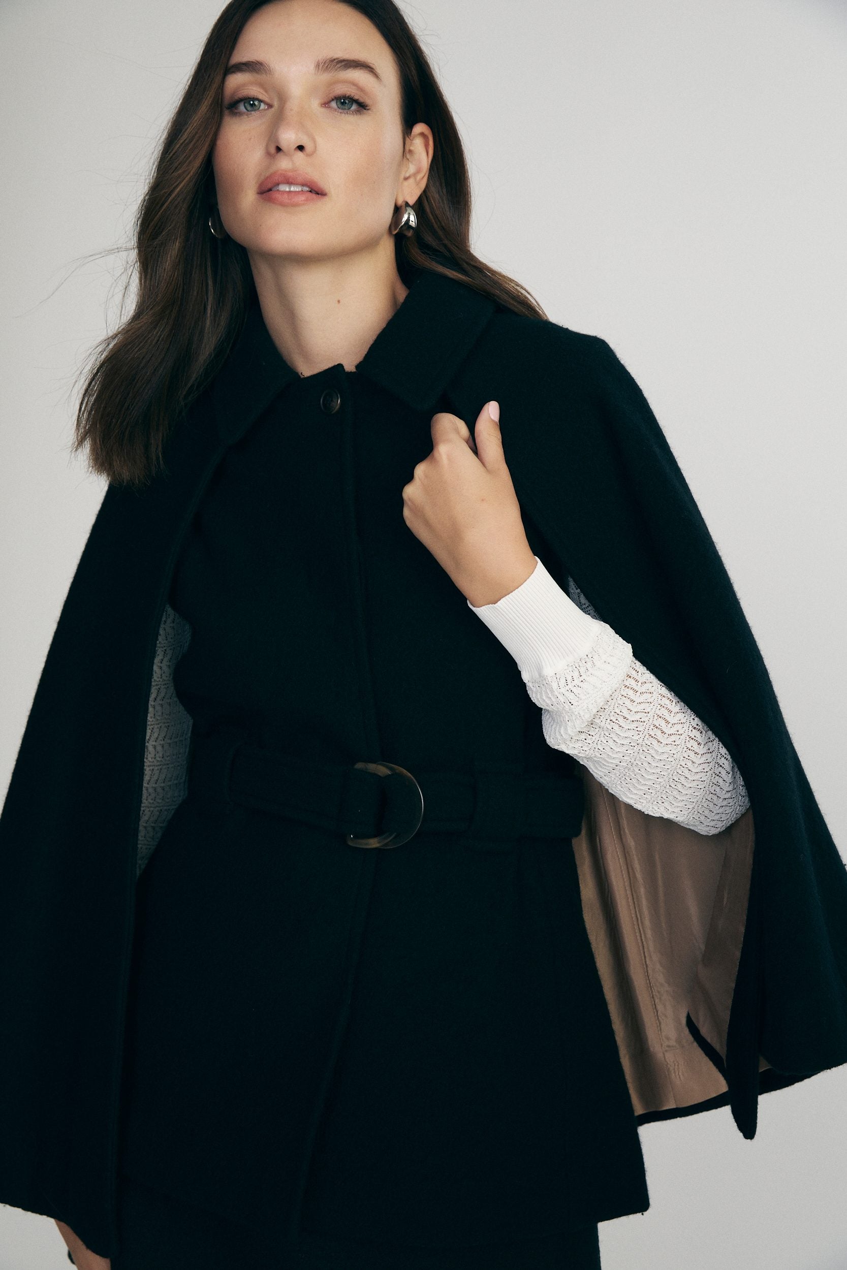 Wool cape coat