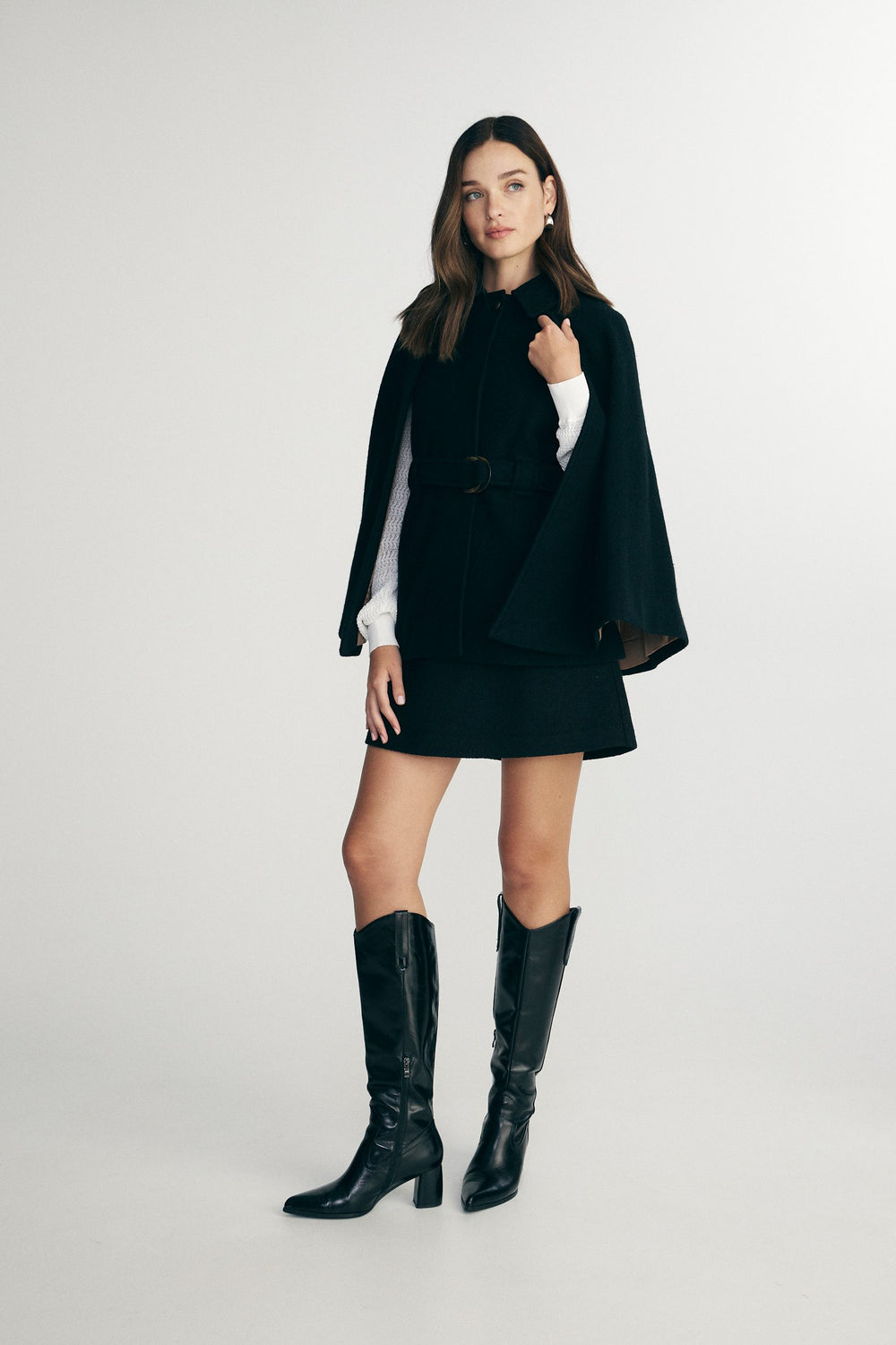 Wool cape coat