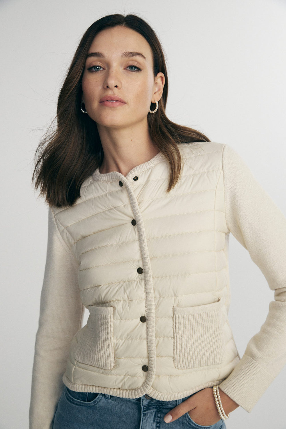 Quilted and knit jacket