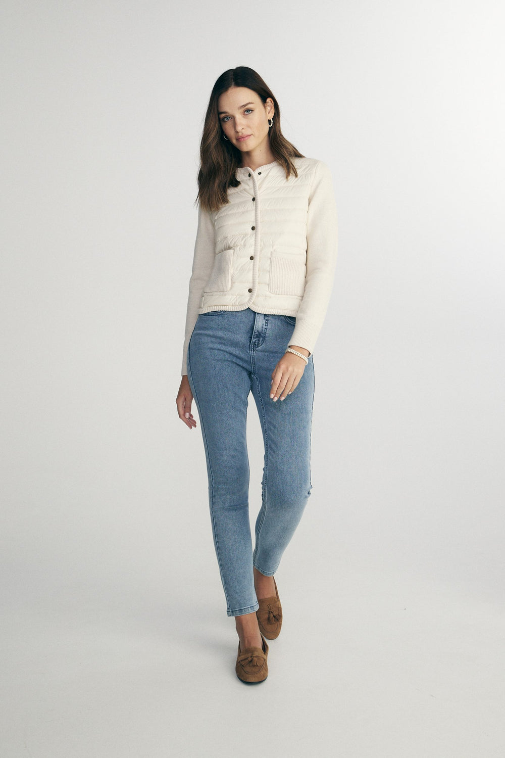 Quilted and knit jacket