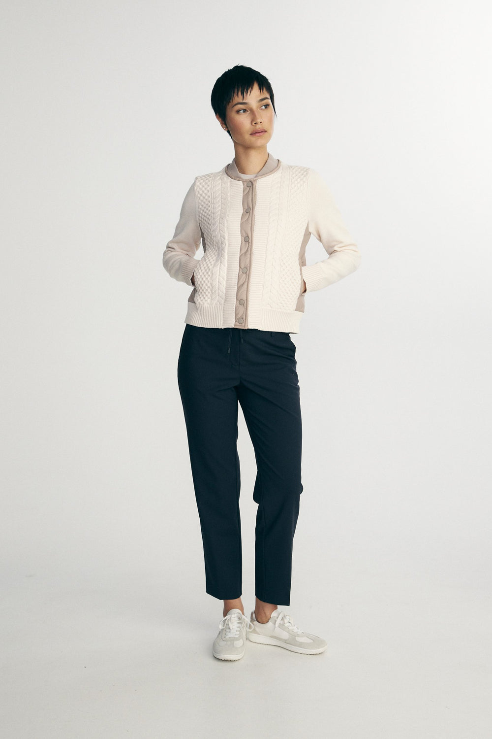 Blouson en tissu matelassé et en tricot